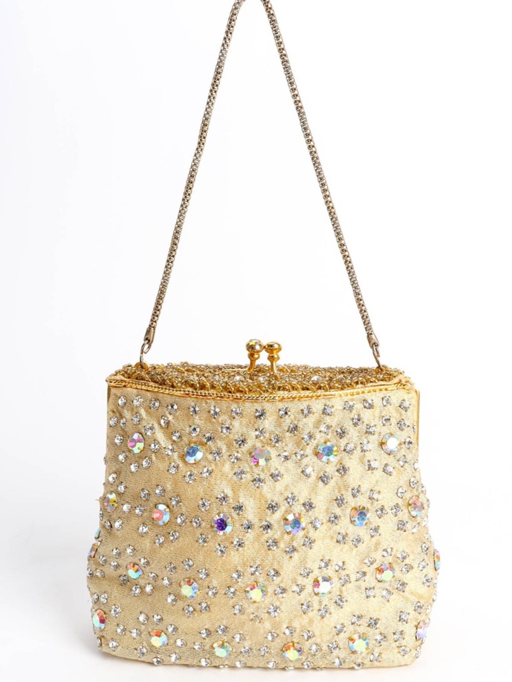 Vintage Gold Crystal-Embellished Evening Bag